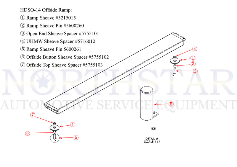 Ramp Sheave and Ramp Sheave Pin for Bendpak 4-Post Lift HDS-14 or HDSO-14 - 5215015 $ 5600260  FREE SHIPPING