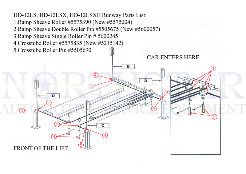 Crosstube Sheave (Roller) for Bendpak 5215142 (Old