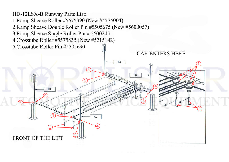 Ramp Sheave  for Bendpak 4-Post Lift - HD-12LSX-B  - 5575004  (Old