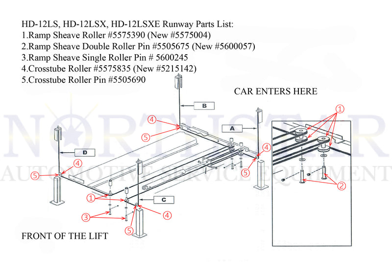 Ramp Sheave  for Bendpak 4-Post Lift HD- 12S,  HD-12LS, HD-12LSX  5575004  (Old