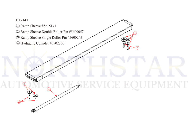 Double Roller Pin for Bendpak lift HD-14T, HD14-LS or LSX or LSXE - 5600057
