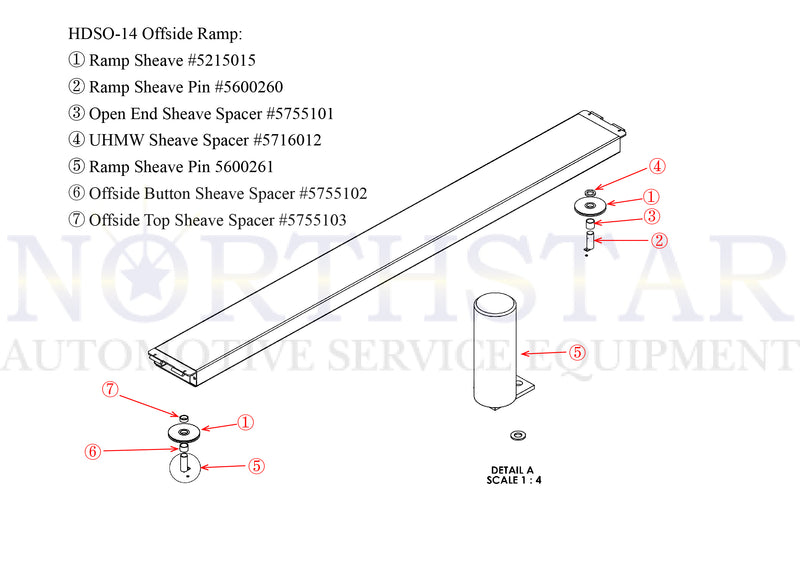 Ramp Sheave and Ramp Sheave Pin for Bendpak 4-Post Lift HDS-14 or HDSO-14 - 5215015 $ 5600260  FREE SHIPPING